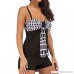 Women Conservative Plaid Print Split Swimsuit Two Piece Sexy Beachwear S-5XL A Black B07NYT6592